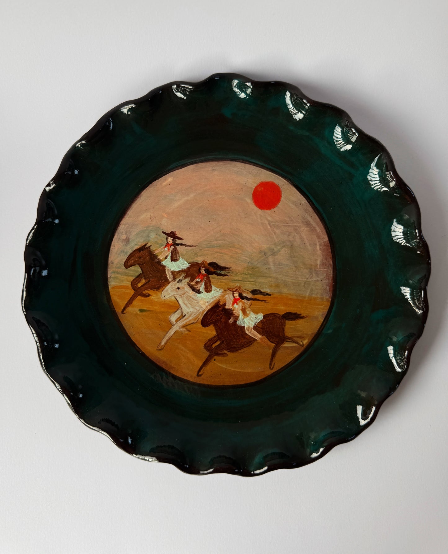 Three Riders Plate - Blue Green