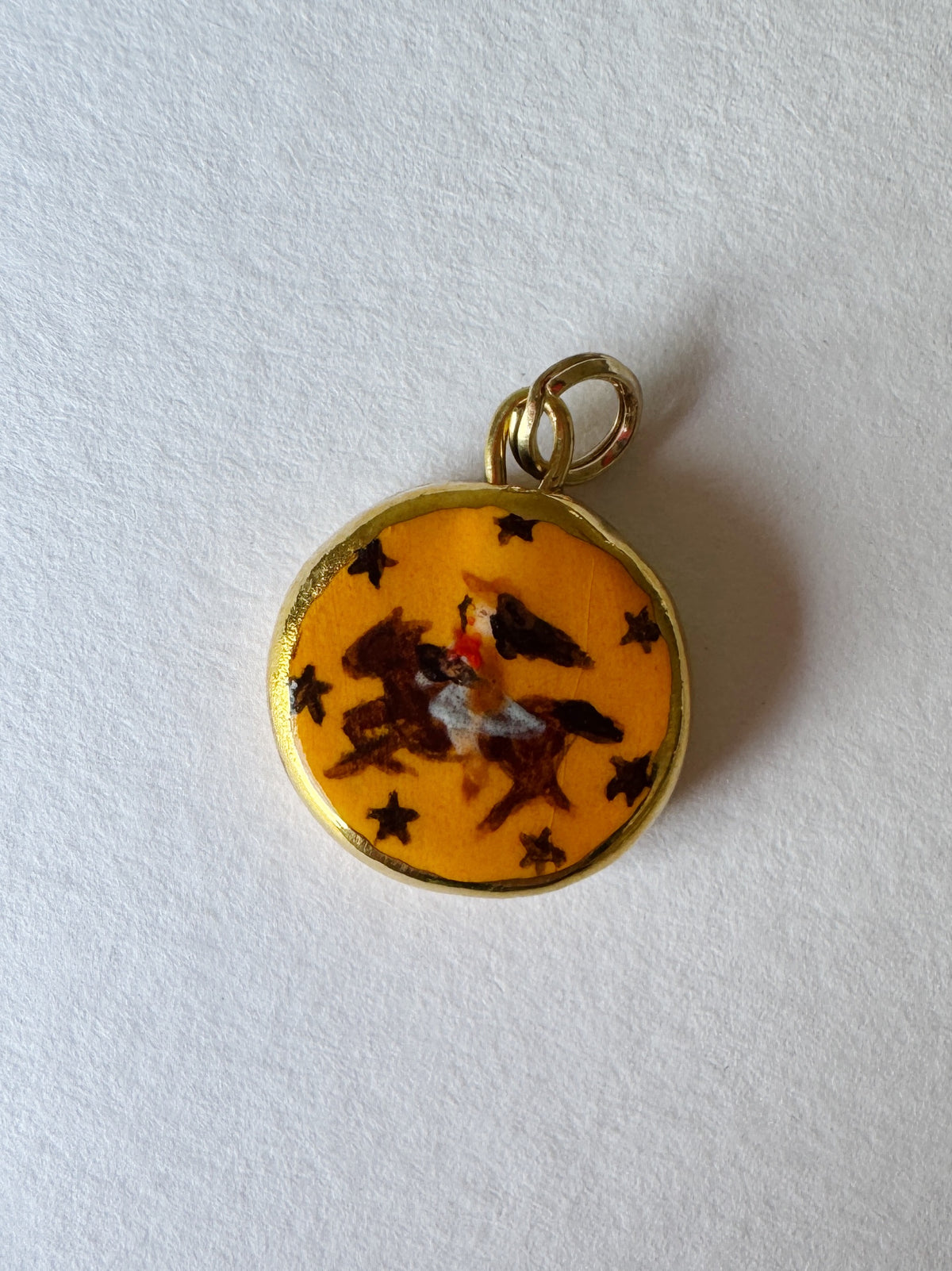 Cowgirl Pendant - Yellow - Round