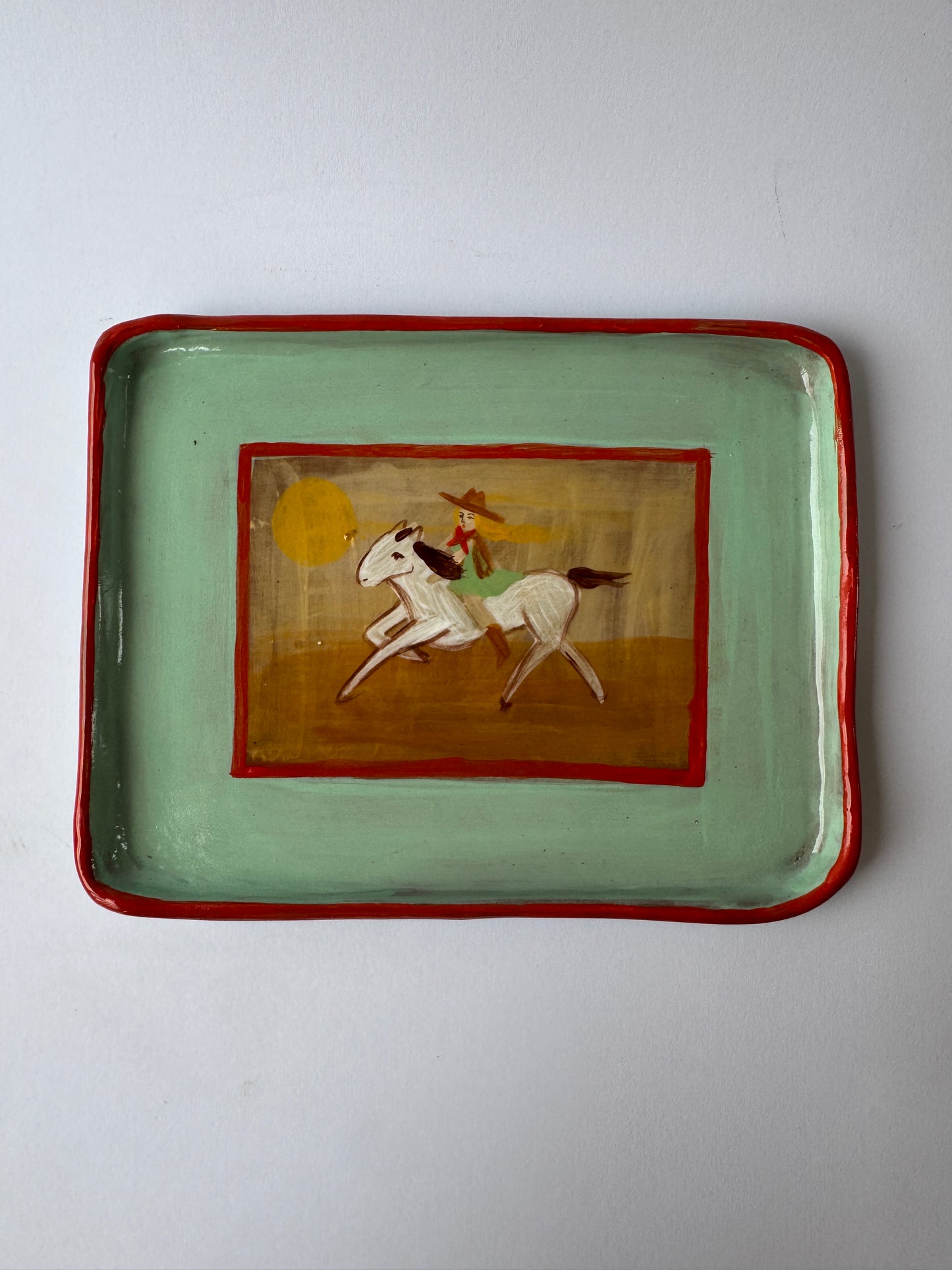Butter Dish - Mint & Yellow
