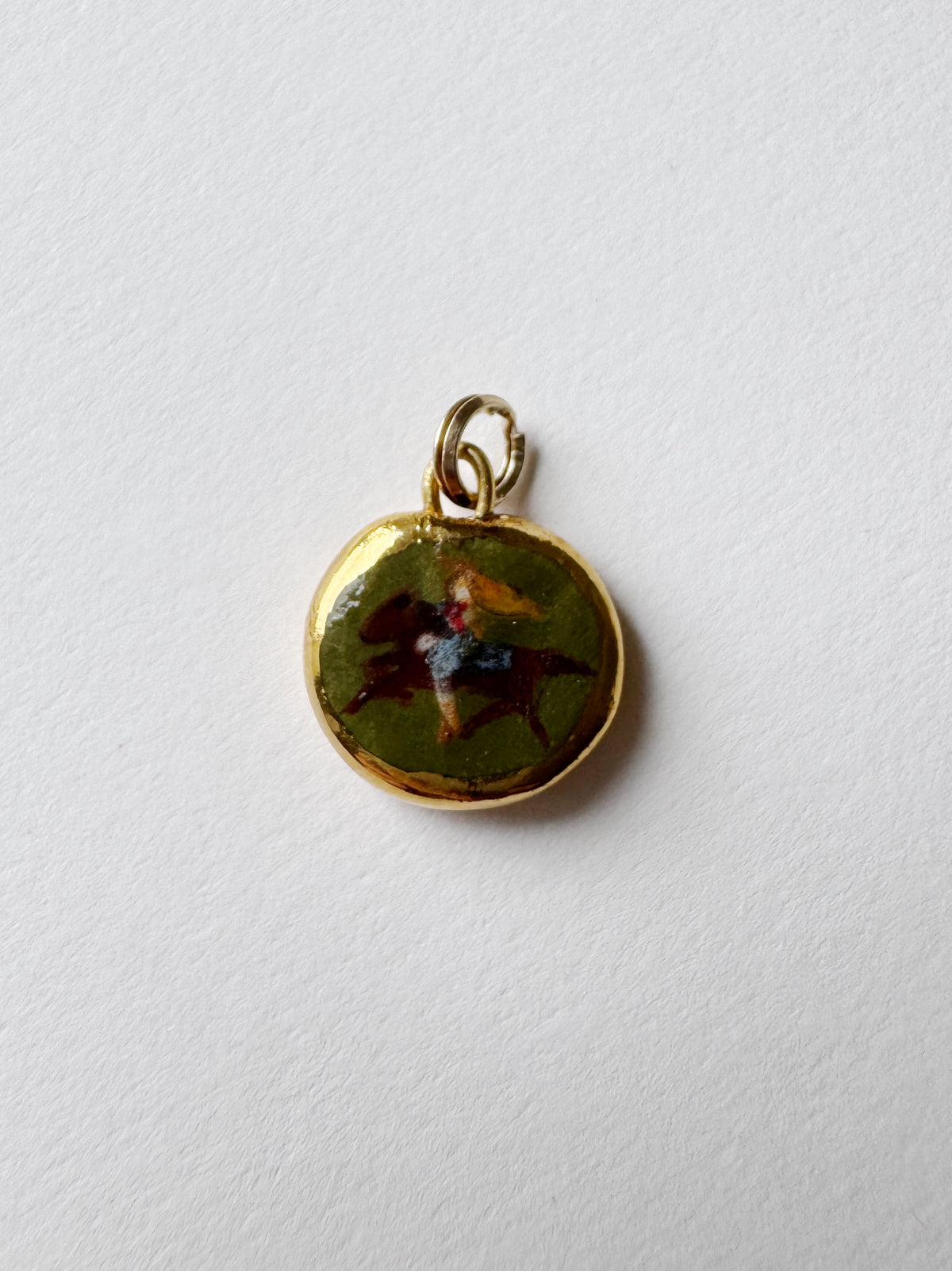 Small Cowgirl Pendant - Olive - Round #2