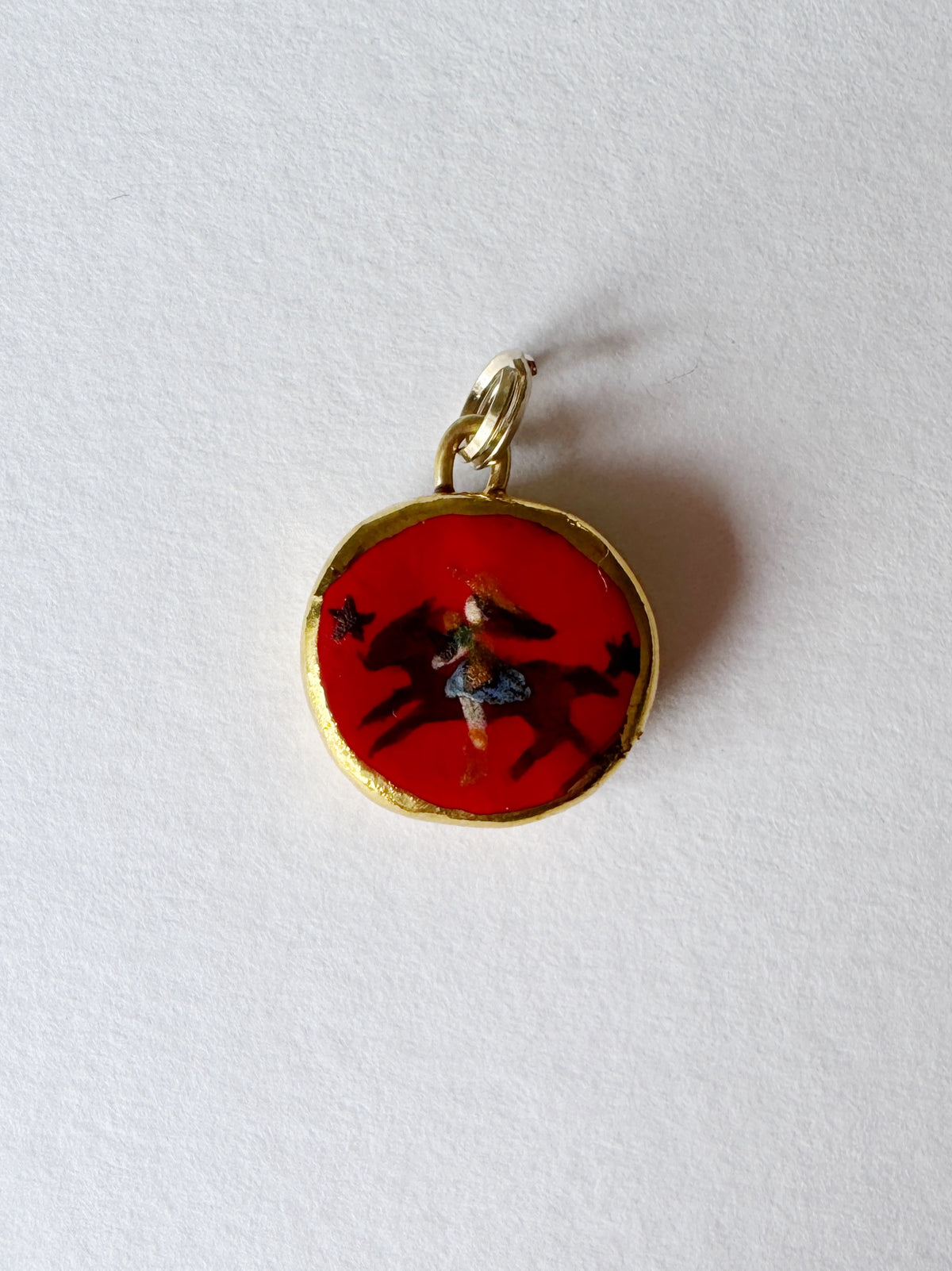 Small Cowgirl Pendant - Red - Round #2