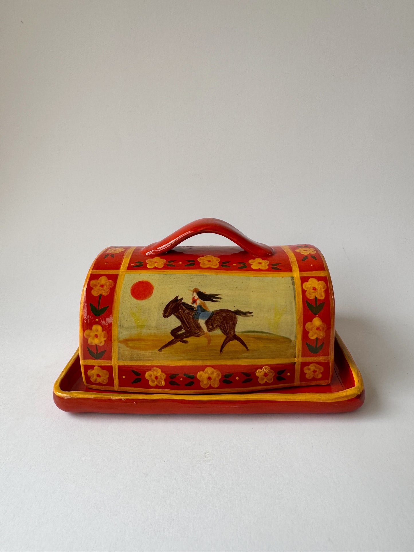 Butter Dish - Red & Yellow
