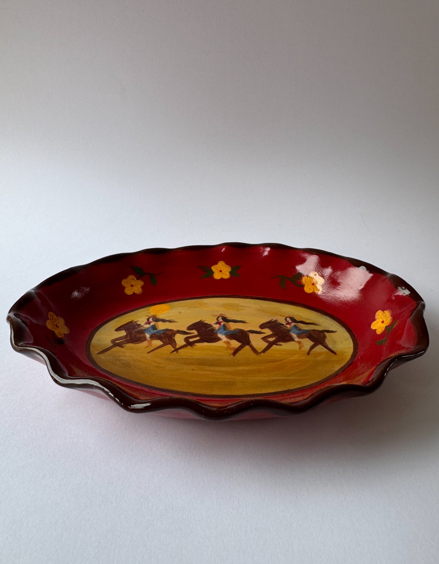 Cowgirl Oval Plate - Red *SECOND*