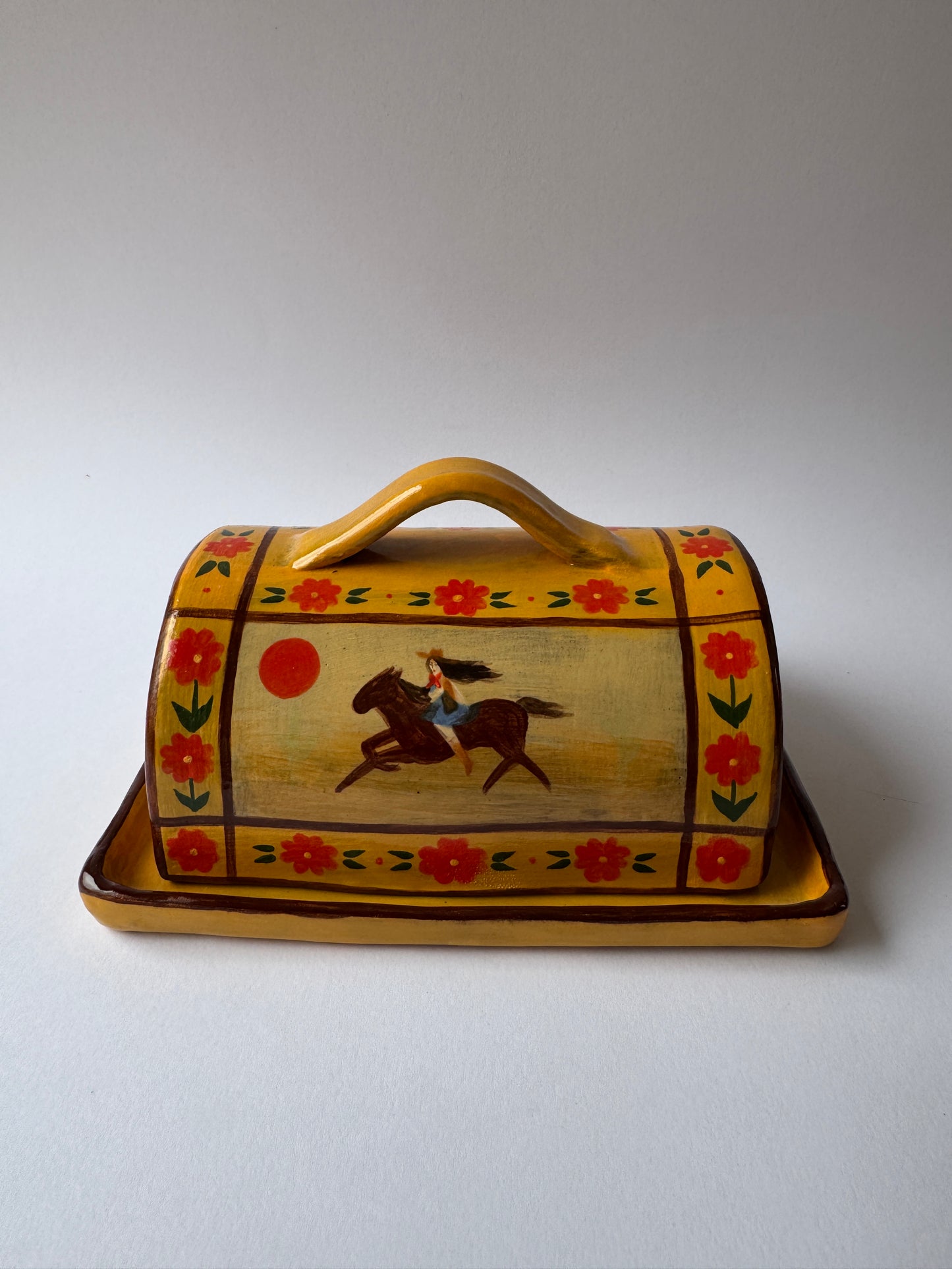 Butter Dish - Yellow & Red