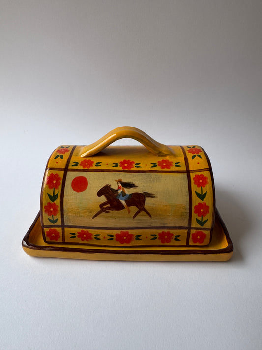 Butter Dish - Yellow & Red