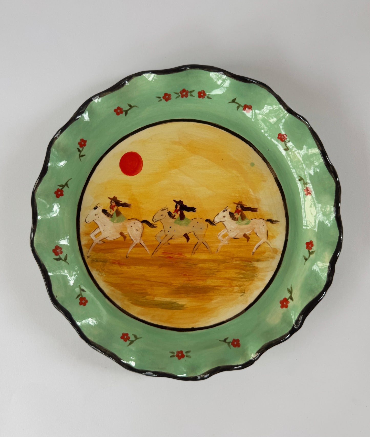 Three Riders Plate - Mint Green