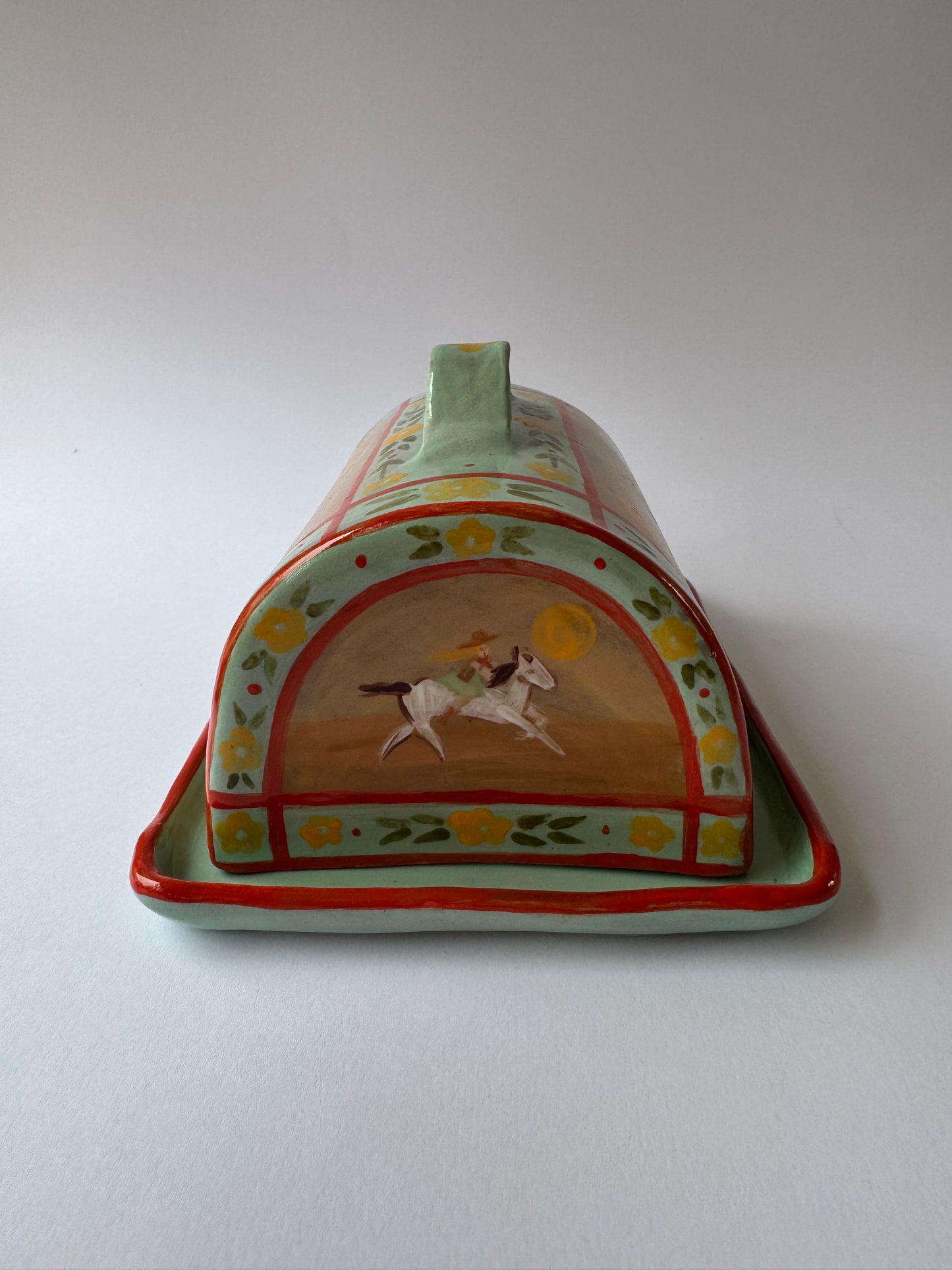 Butter Dish - Mint & Yellow