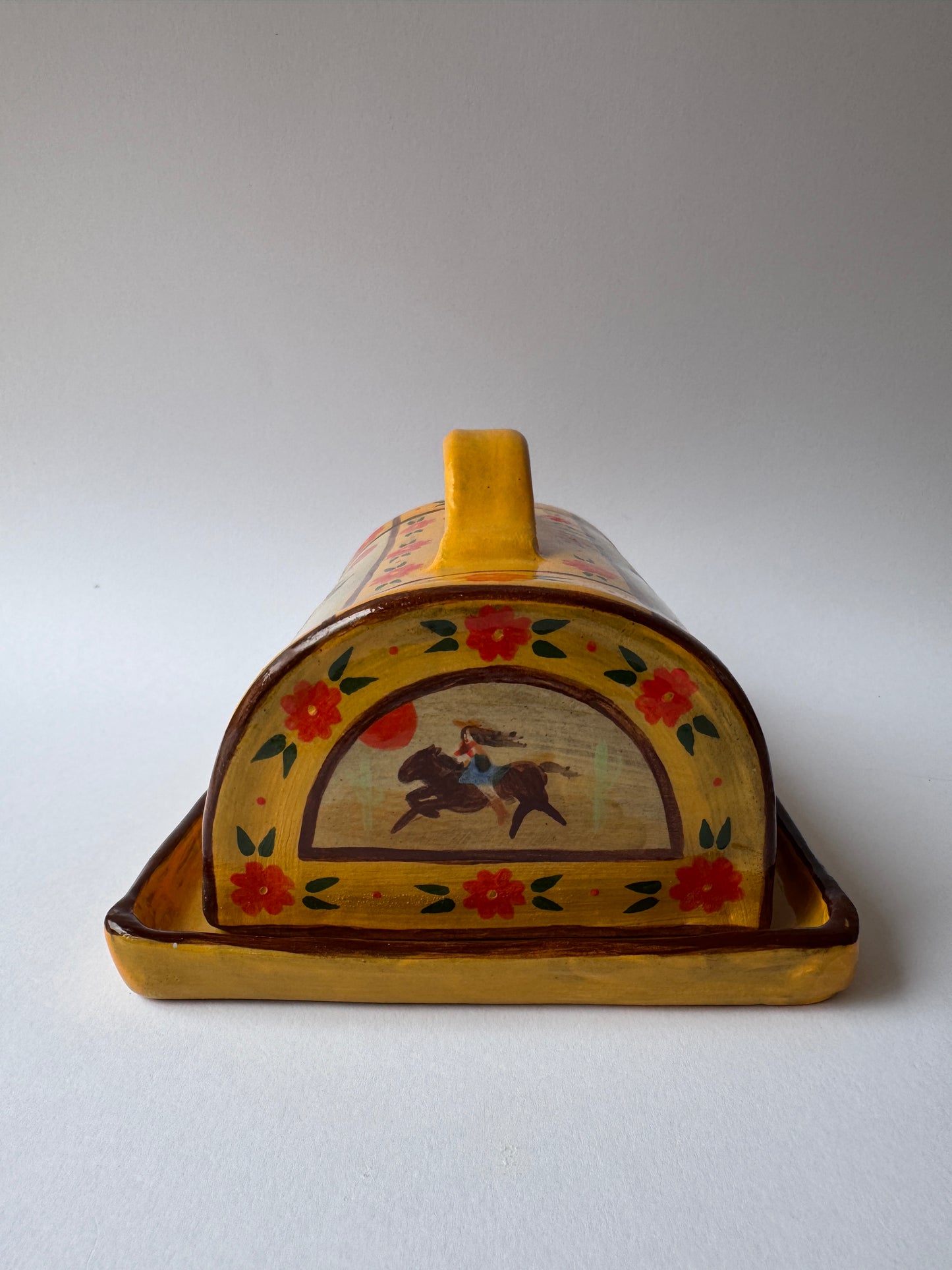 Butter Dish - Yellow & Red