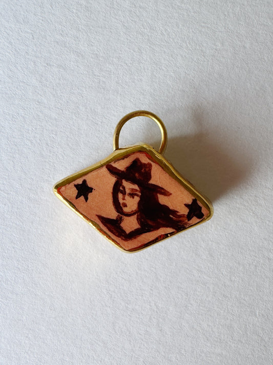Cowgirl Pendant - Pink - Diamond