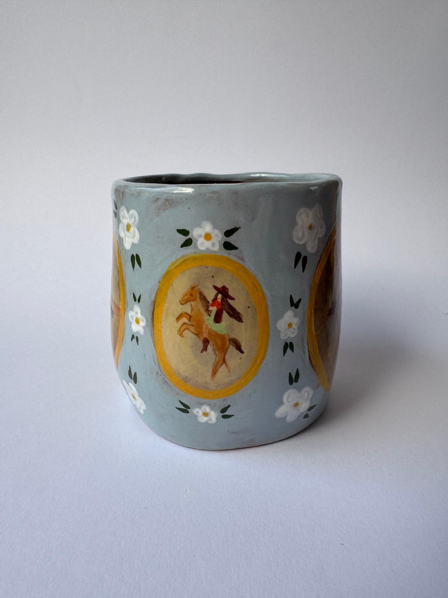 Cowgirl Tumbler - Blue with flowers
