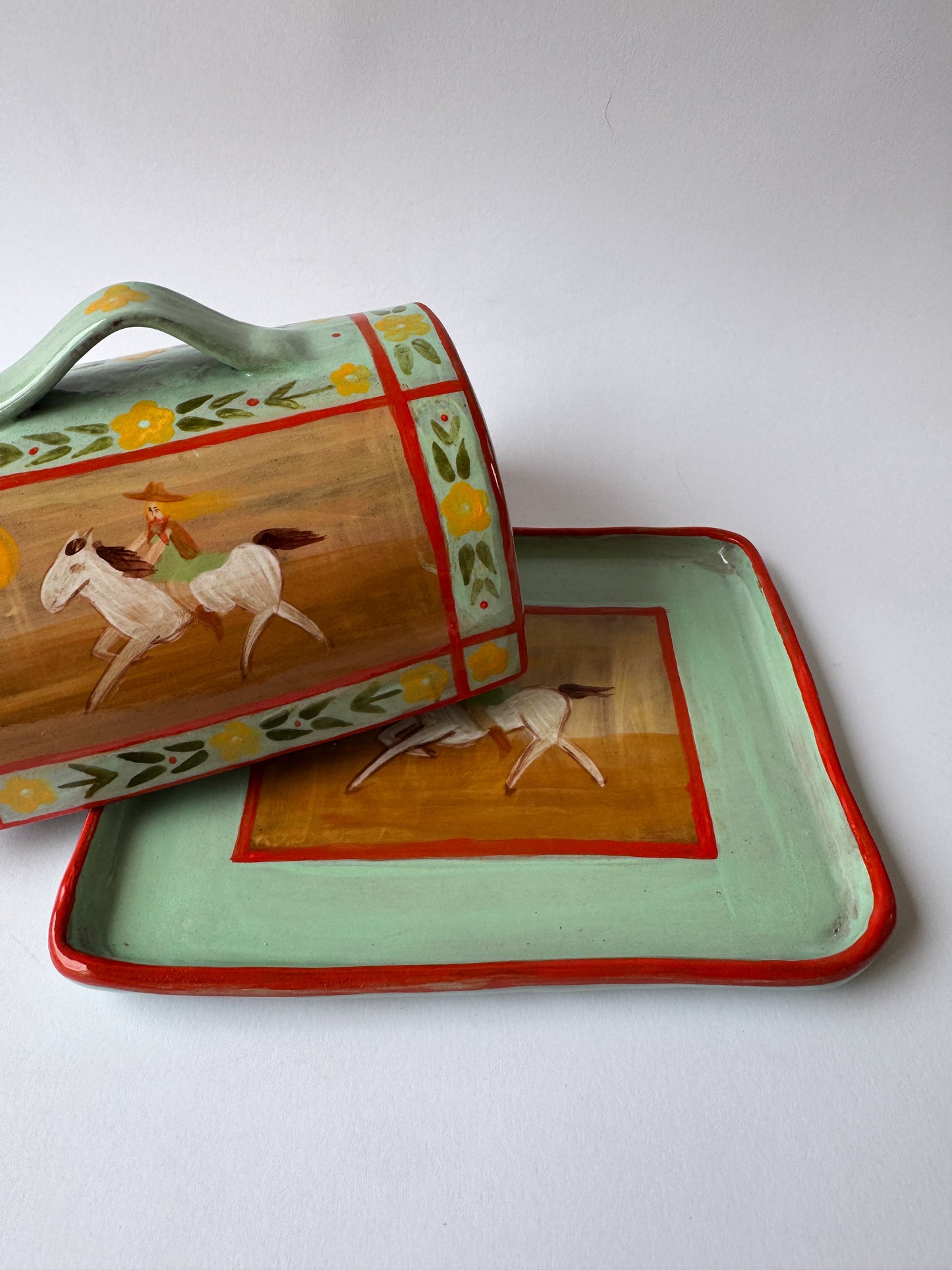 Butter Dish - Mint & Yellow