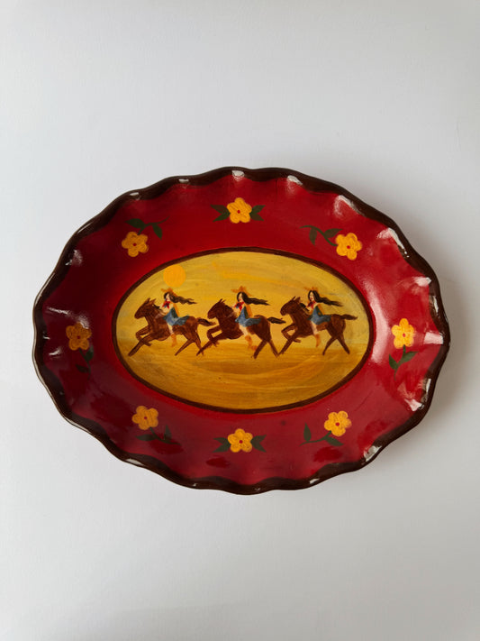 Cowgirl Oval Plate - Red *SECOND*