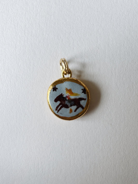 Small Cowgirl Pendant - Blue