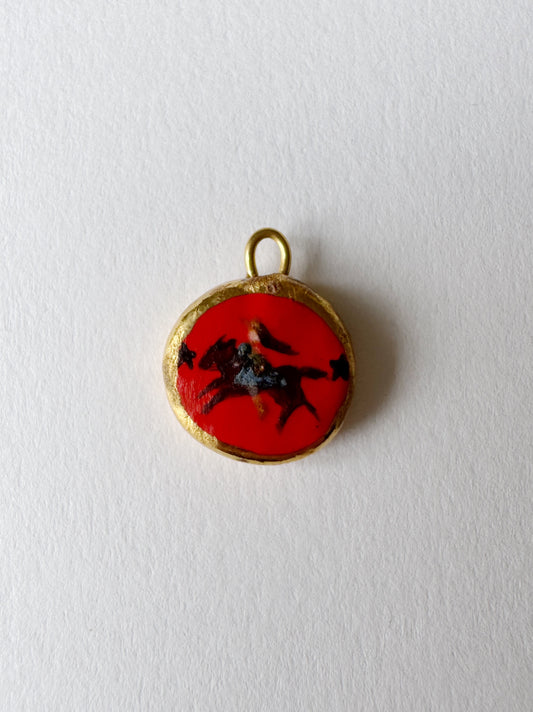 Small Cowgirl Pendant - Blood Orange - Round  *SECOND*