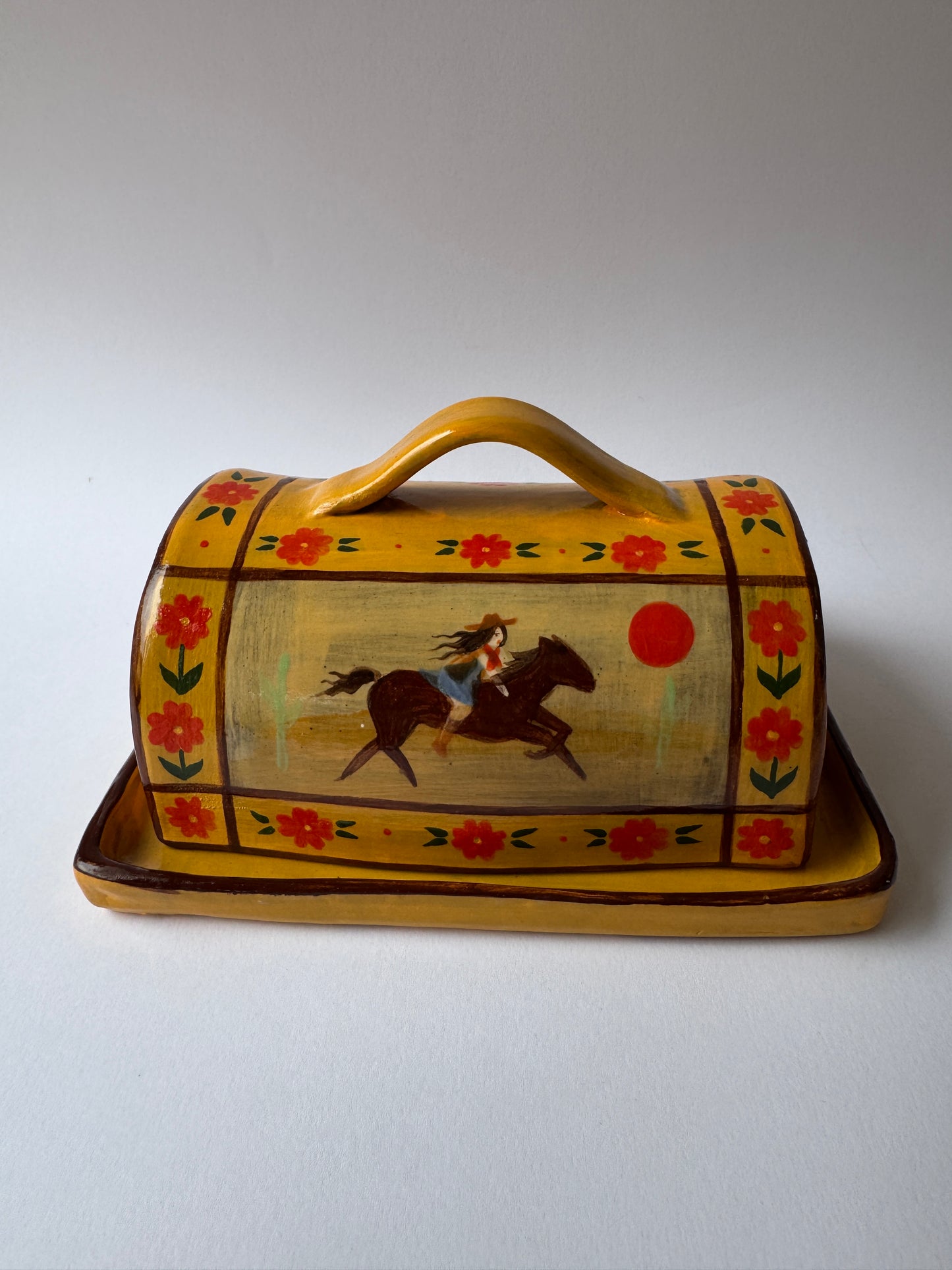 Butter Dish - Yellow & Red
