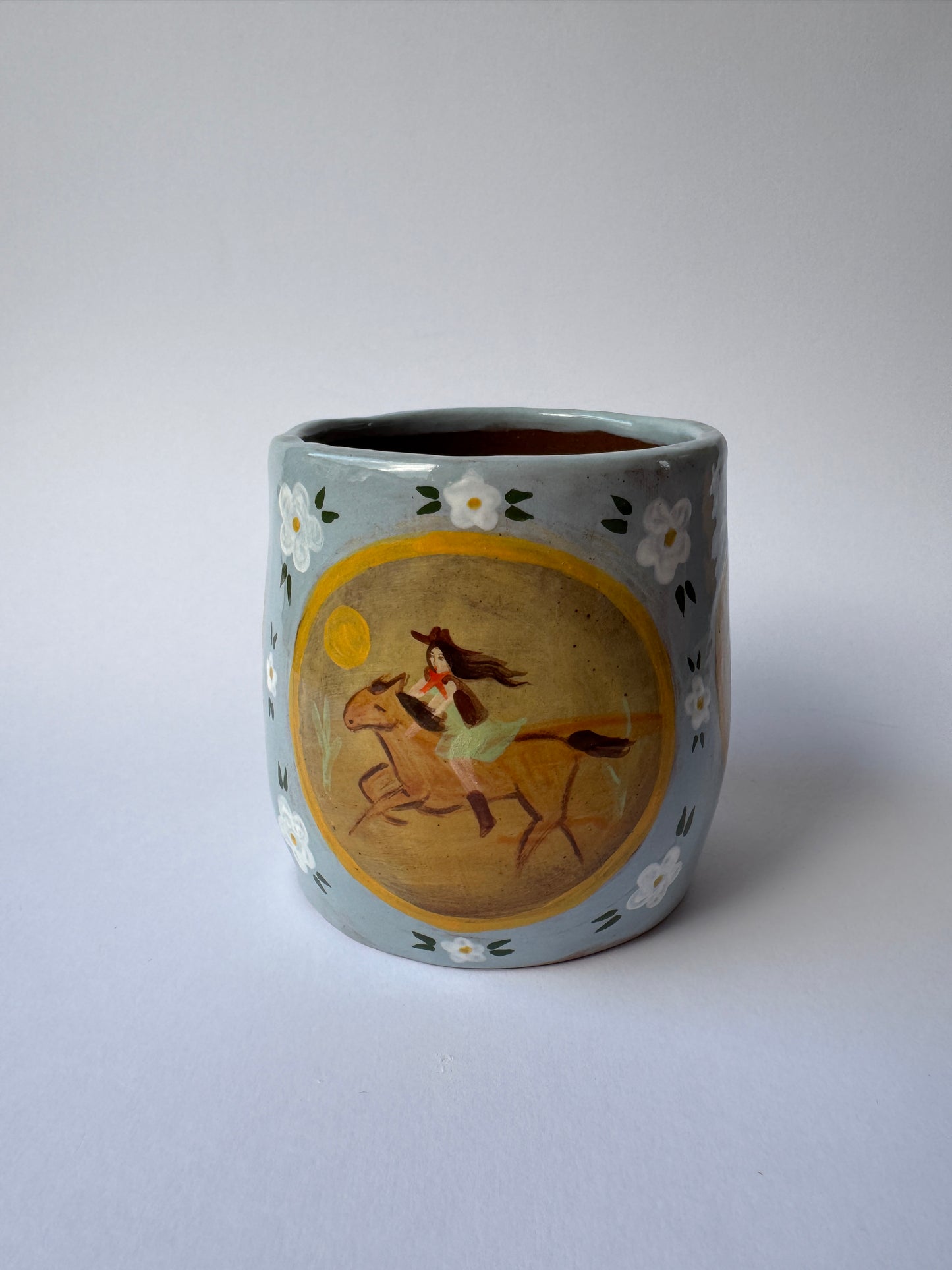 Cowgirl Tumbler - Blue with flowers